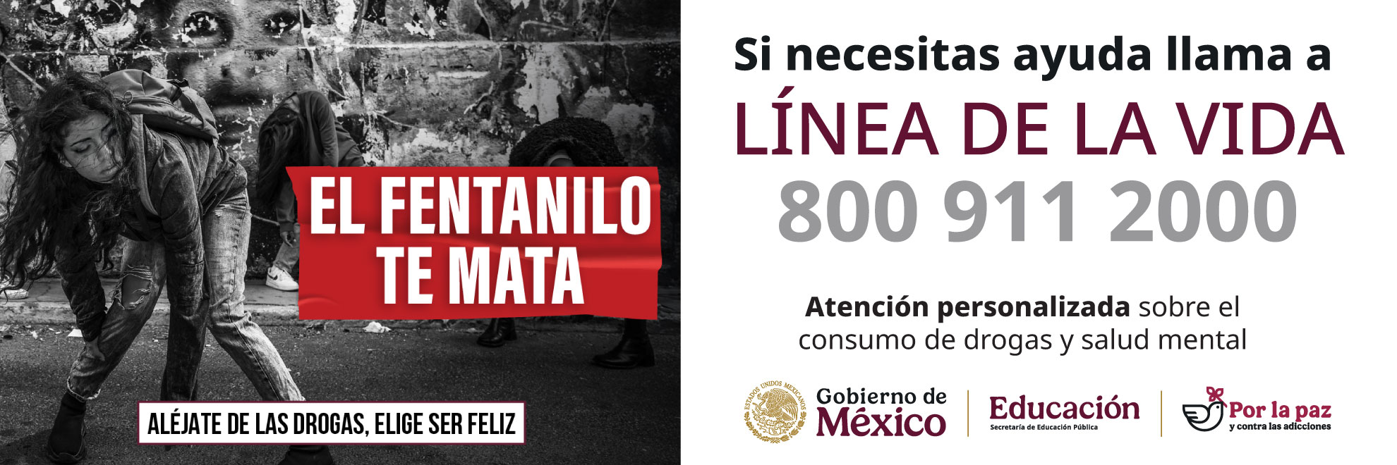 Estrategia contra las drogas - Línea de la Vida 800 911 2000